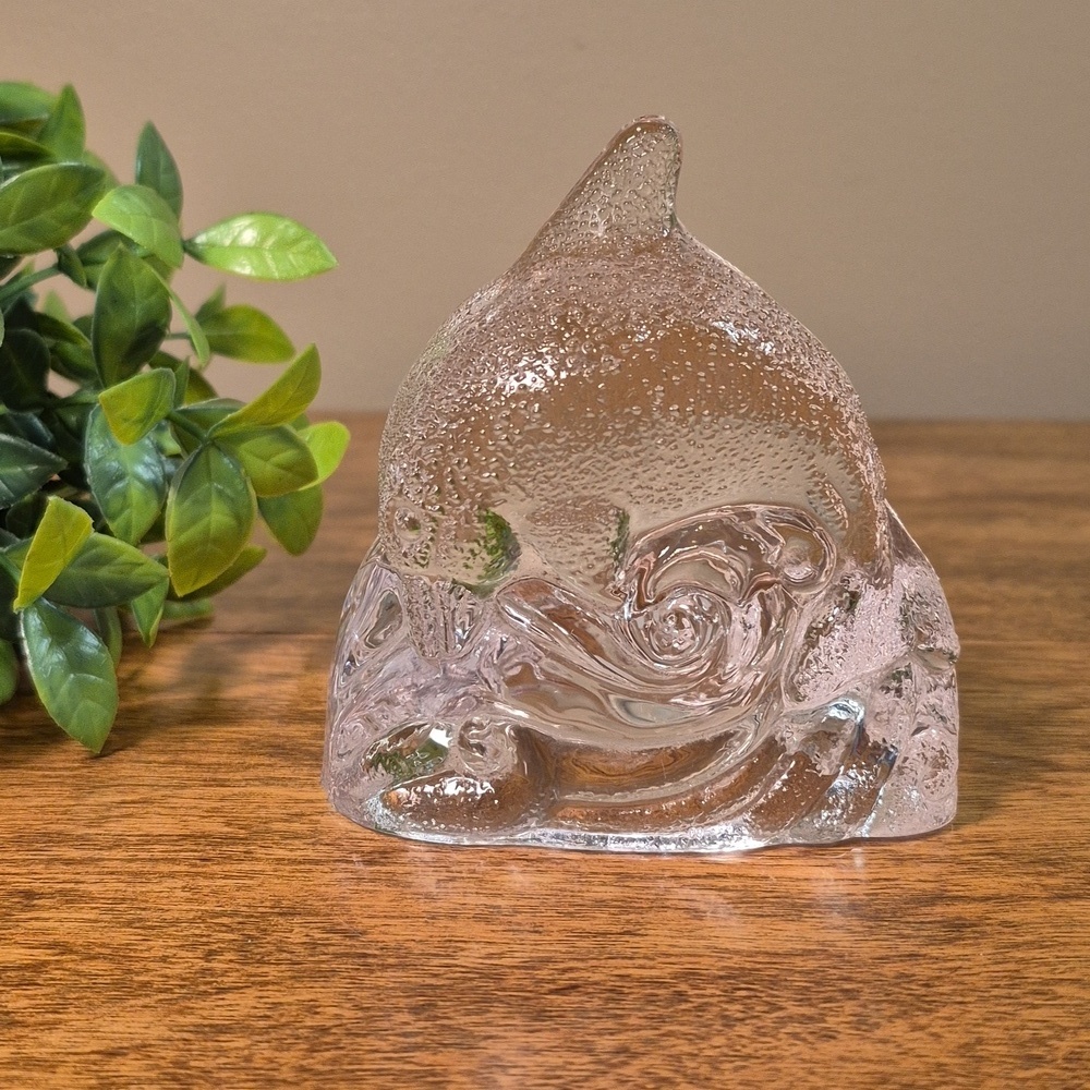 PARTYLITE 90s Retired Vintage Clear Glass Dolphin Tealight Candleholder
